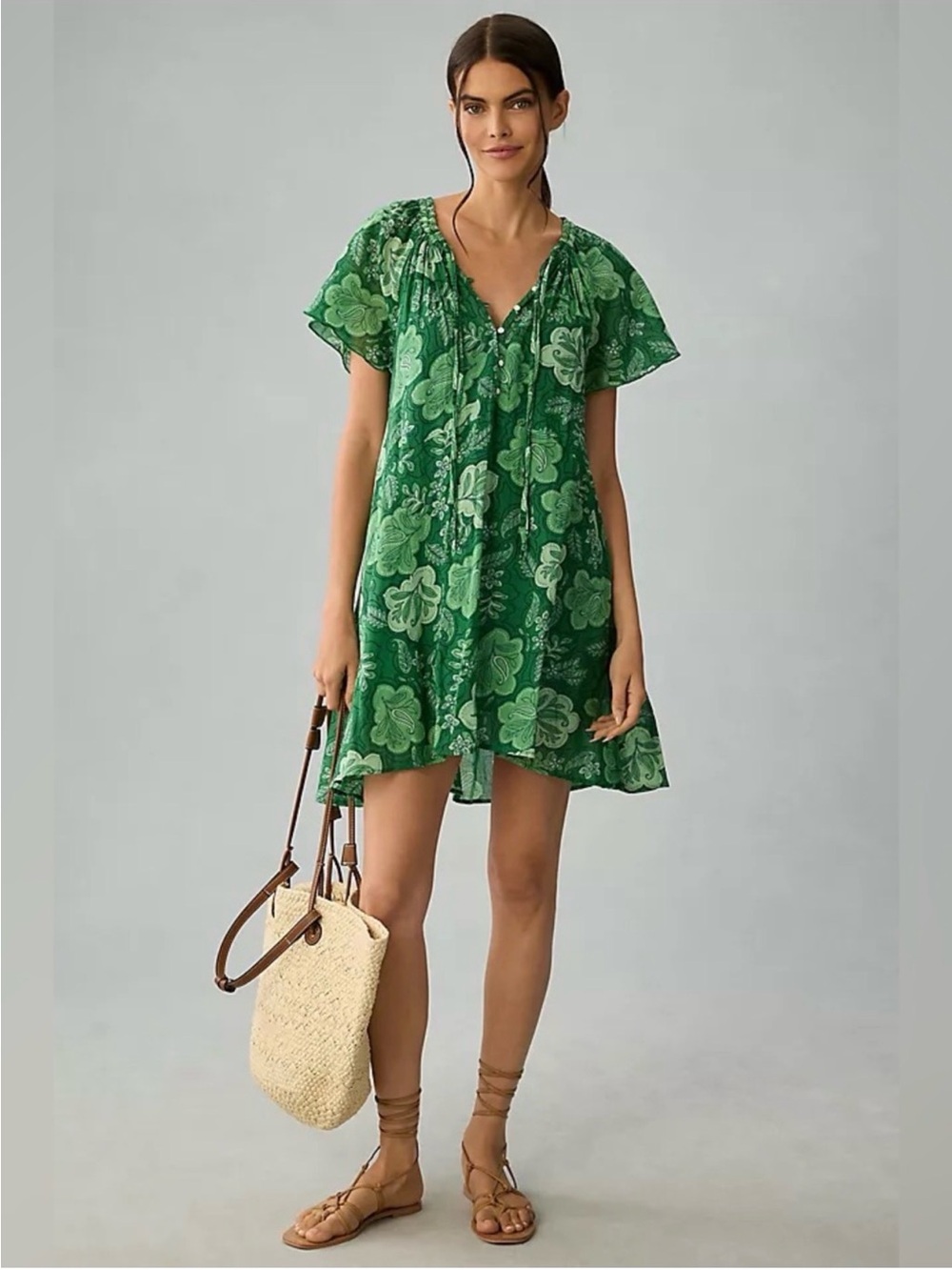 Sundry Green Floral Dress